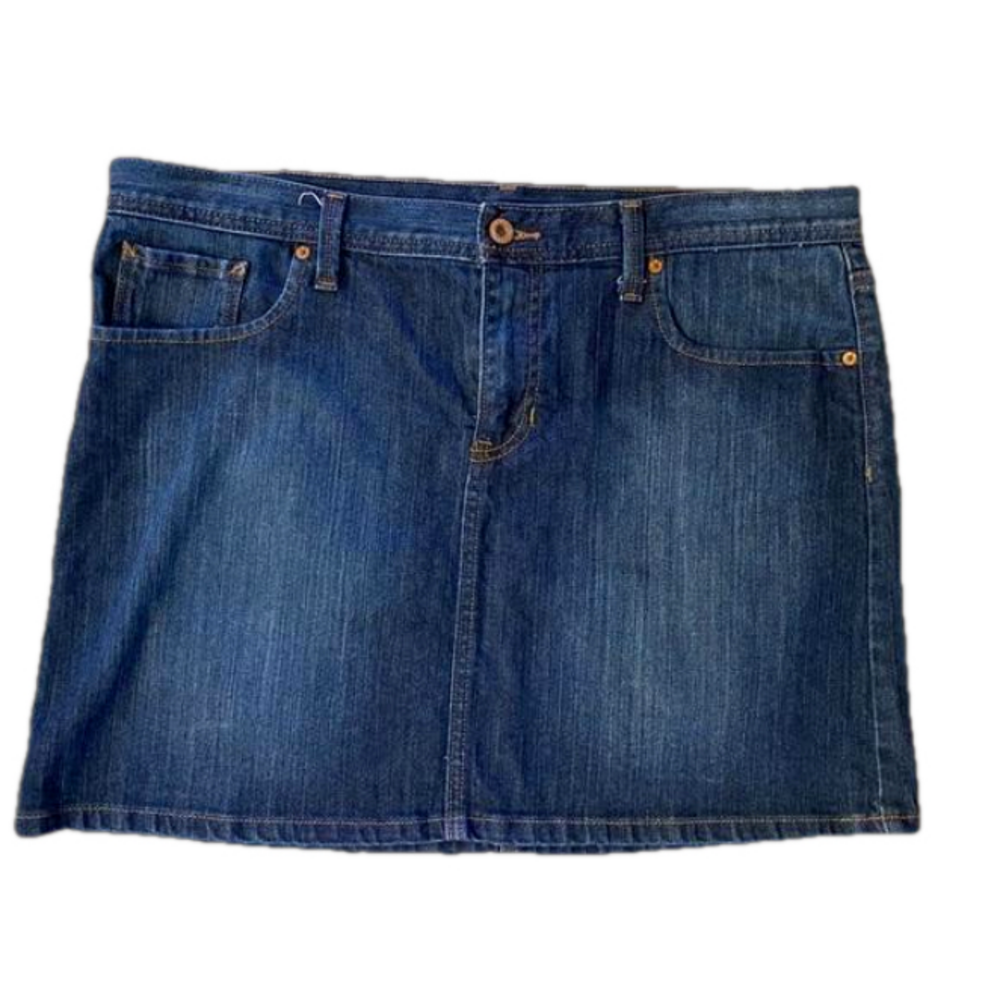 Gap Denim jean  Skirt Embroidered Fleur De Lis on Back Pockets Womens Sz 14